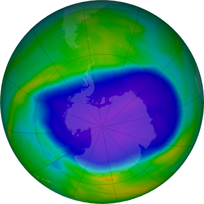 Antarctic ozone map for 08 October 2022